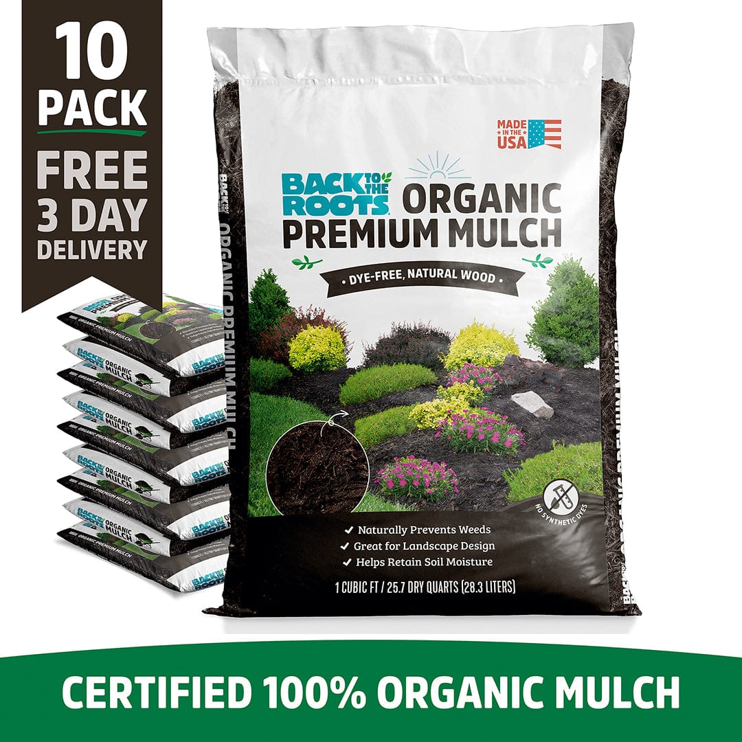 Organic Premium Mulch — Natural Wood (1 cubic ft) 10 Pack — Ready to Use