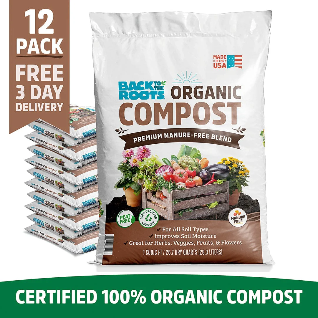 Organic Premium Compost — Manure-Free Blend (1 cu.ft.) 12 Pack — Ready to Use
